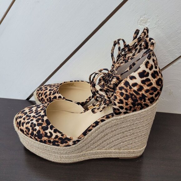 NEW Jessica Simpson Weyla Wedge Wrap Sandals Natural Leopard 7.5M - Picture 3 of 10